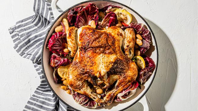 Butterfly chook & butter beans. Picture: Nikki To