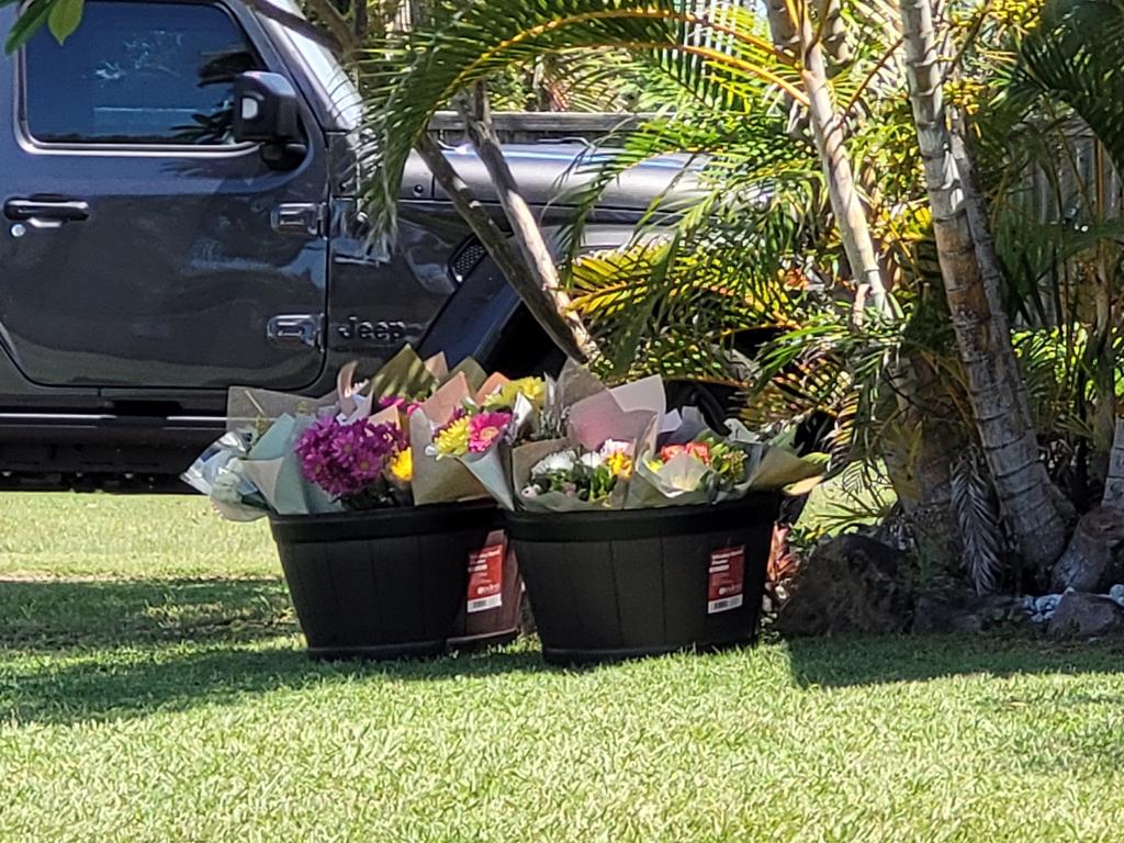 Flowers laid outside the Buddina home of teenager Balin Stewart while his family and friends mourn his tragic death.