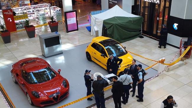 The police crime scene inside Chatswood Chase. Picture: TNV