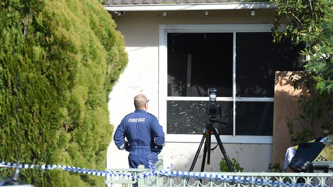 Forensics were seen examining the Railway Pde scene. Picture: NCA NewsWire / Josie Hayden