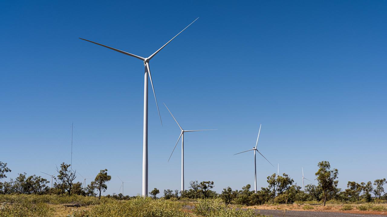 Wind turbines at Windlab's Kennedy Energy Park near Hughenden. The park is the only active wind farm in the Flinders Shire, but it could soon have big company if six other proposals get approved.