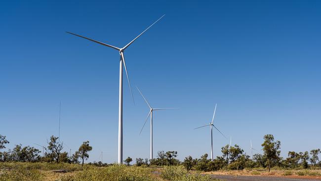 Wind turbines at Windlab's Kennedy Energy Park near Hughenden. The park is the only active wind farm in the Flinders Shire, but it could soon have big company if six other proposals get approved.