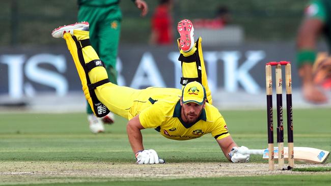 Australian cricketer Aaron Finch fell just 10 runs short of an historic century. Picture: Mahmoud Khaled/AFP