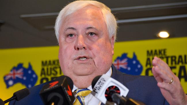 United Australia Party leader Clive Palmer. Picture: AAP