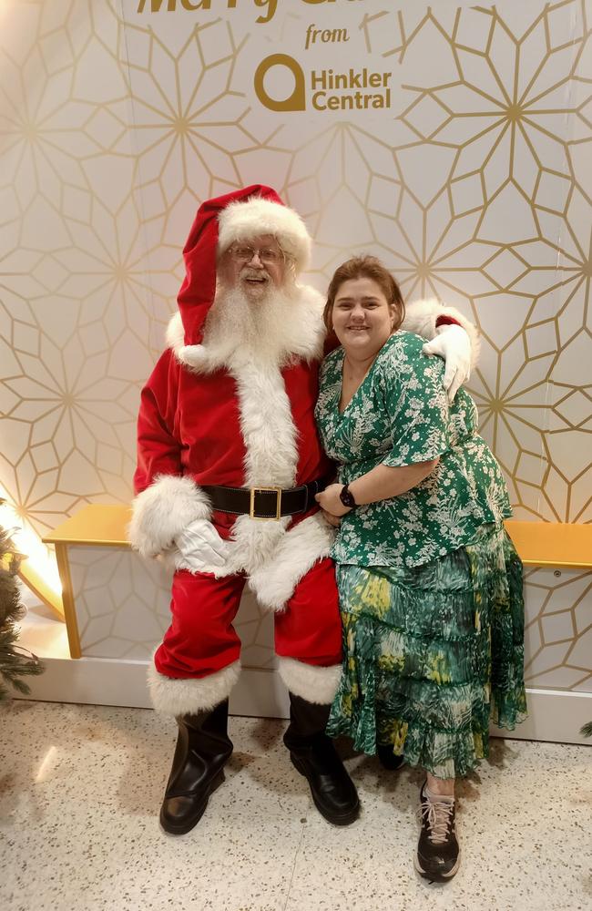 Amber Bolton with Santa: Hinkler Central 2023 - Bundaberg.