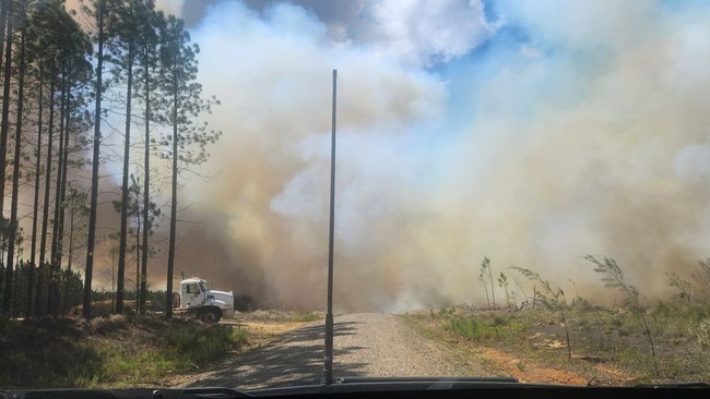 The vegetation fire at Beerwah. Picture: Jordyn Fisher