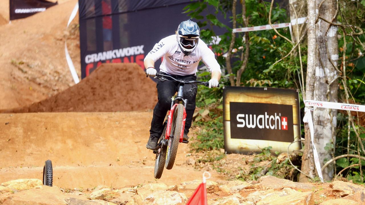 Action from the Slope &amp; Style event at the Crankworx Cairns mountain bike festival, held at Smithfield Mountain Bike Park. Picture: Brendan Radke