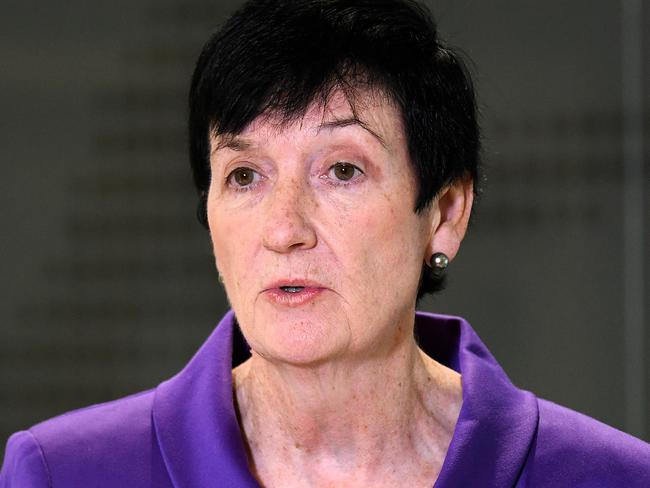 Chief Executive of Business Council of Australia Jennifer Westacott speaks to the media during a press conference after a roundtable to map-out the IR reform working group process at the MLC Centre in Sydney, Wednesday, June 3, 2020. (AAP Image/Bianca De Marchi) NO ARCHIVING