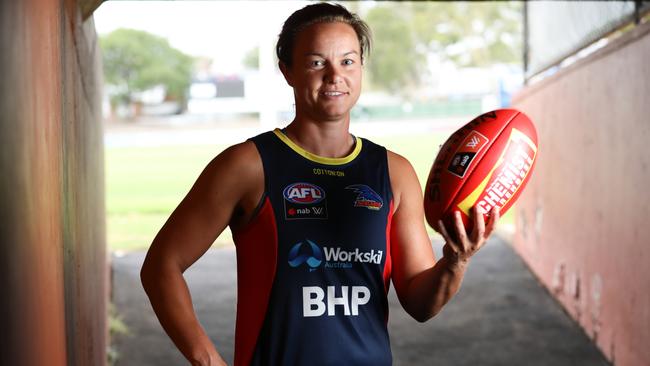 Crows player Courtney Cramey will coach Adelaide’s team on Saturday. Picture: Russell Millard.