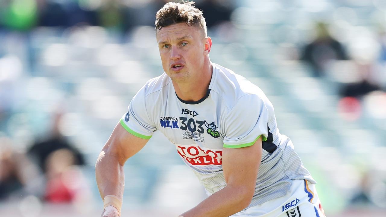 CANBERRA, AUSTRALIA - APRIL 16: Jack Wighton of the Raiders warms up during the round seven NRL match between Canberra Raiders and St George Illawarra Dragons at GIO Stadium on April 16, 2023 in Canberra, Australia. (Photo by Mark Metcalfe/Getty Images)