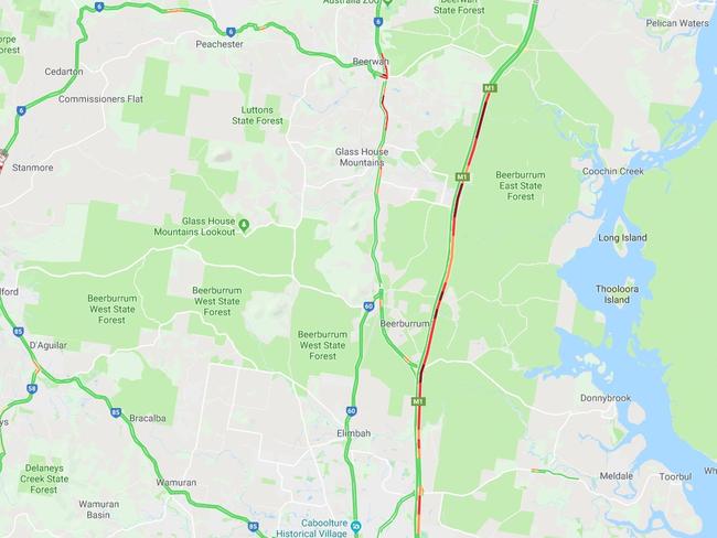 Heaviest Sunshine Coast traffic at 1.45pm. Picture: Google Maps