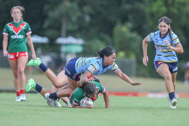 Wynnum Manly and Norths Devils Harvey Under-17s action on Saturday in round 3 of the season. Picture: Stephen Archer.