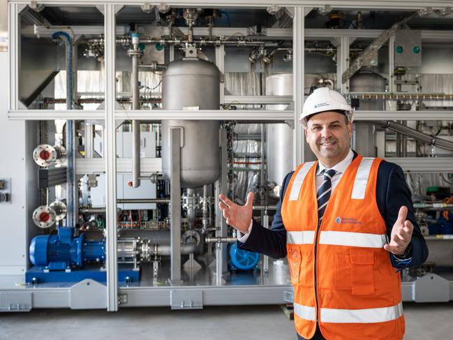 Craig de Laine Australian Gas Networks Hydrogen Park at the Tonsley Innovation District.Australian Gas Infrastructure Group general manager Craig de Laine in frontof the $3.25m electrolyser which will convert water to hydrogen and oxygen.AGN, AGIG, HyP SA. 9 July 2020. Picture by Greg Adams. Picture supplied byRenewal SA