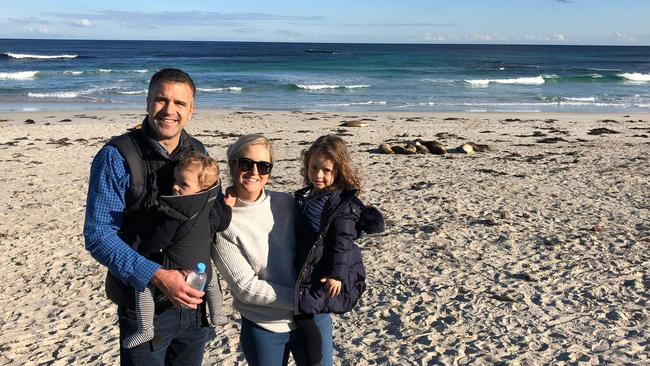 Opposition Leader Peter Malinauskas with his wife Annabel and children Jack and Sophie on Kangaroo Island. Picture: Supplied