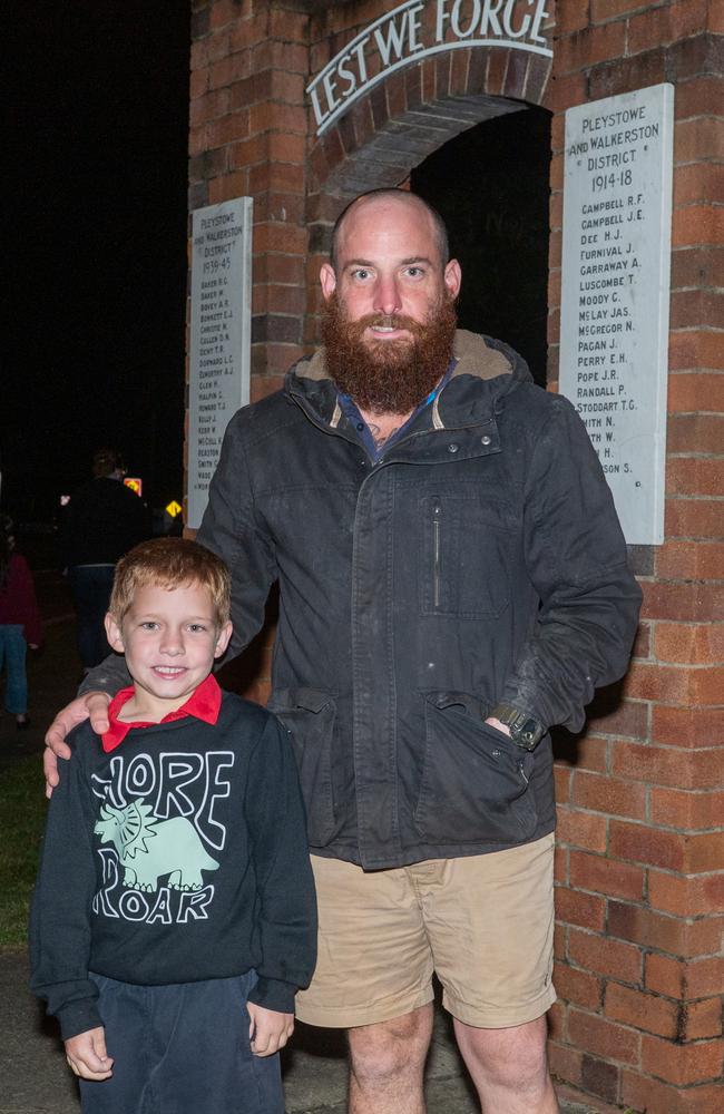 Nash McKay and Glen McKay 5am ANZAC Day Walkerston Friday 25 April 2025 Picture:Michaela Harlow