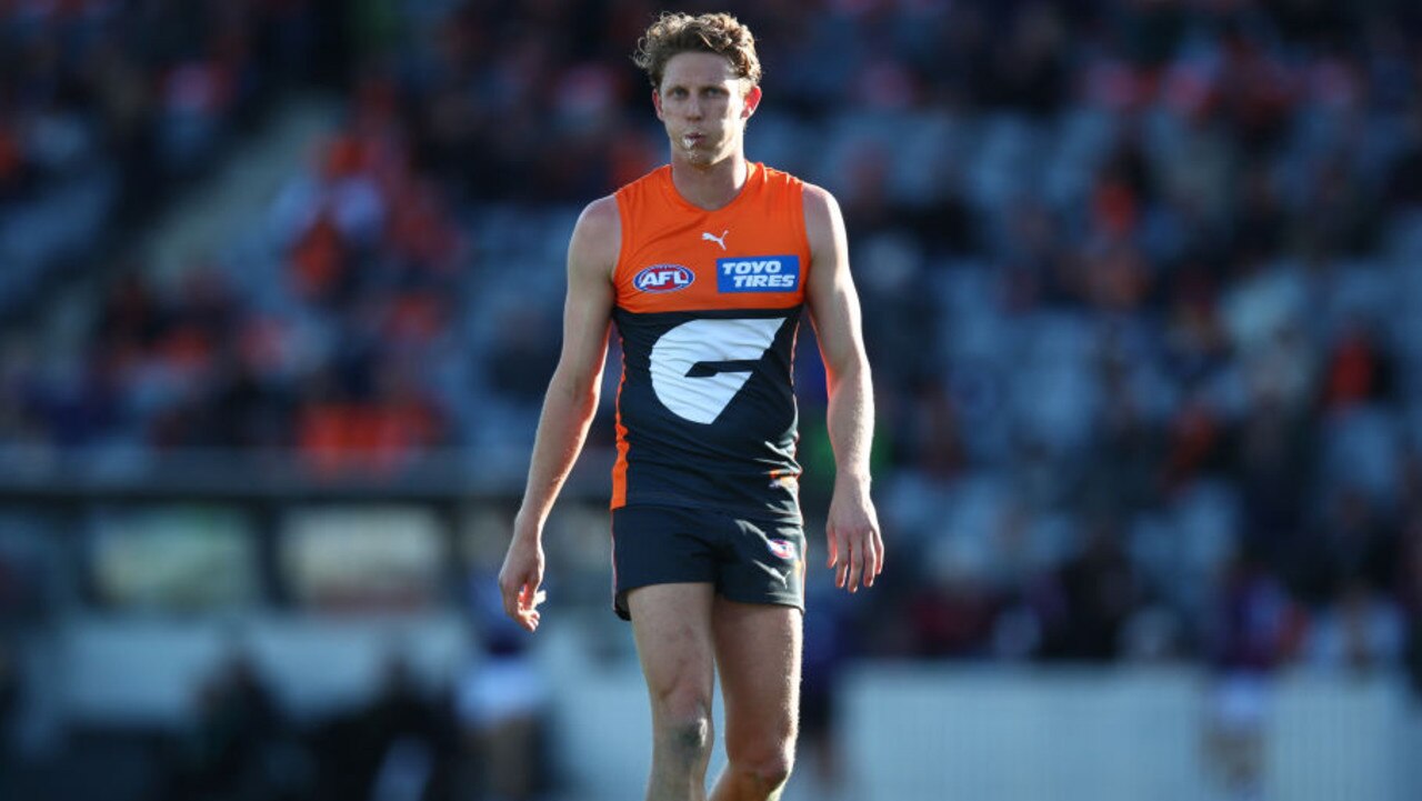 CANBERRA, AUSTRALIA - AUGUST 20: Lachie Whitfield of the Giants during the round 23 AFL match between the Greater Western Sydney Giants and the Fremantle Dockers at Manuka Oval on August 20, 2022 in Canberra, Australia. (Photo by Jason McCawley/AFL Photos/via Getty Images)