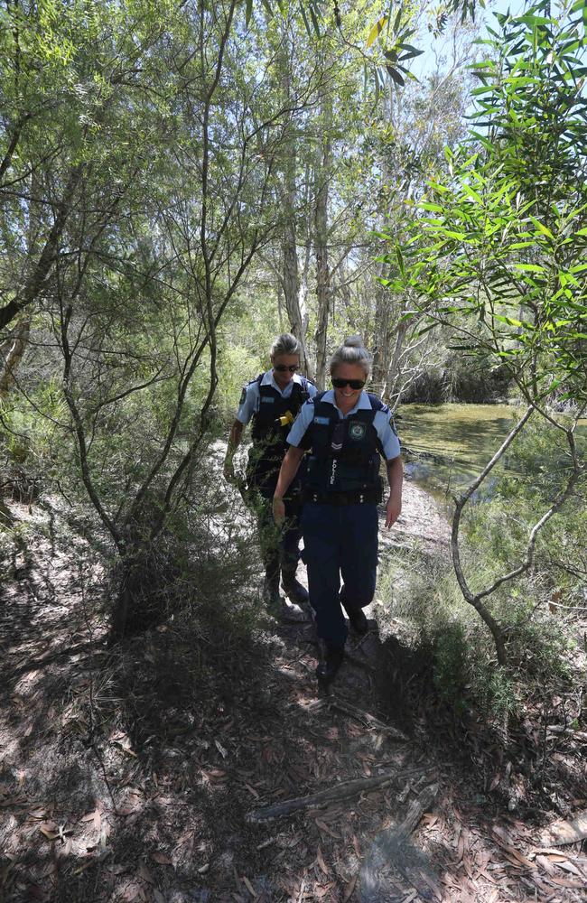 Police patrol the Tyagarah Lakes area after zero tolerance nudity laws have been put in place. Picture Mike Batterham