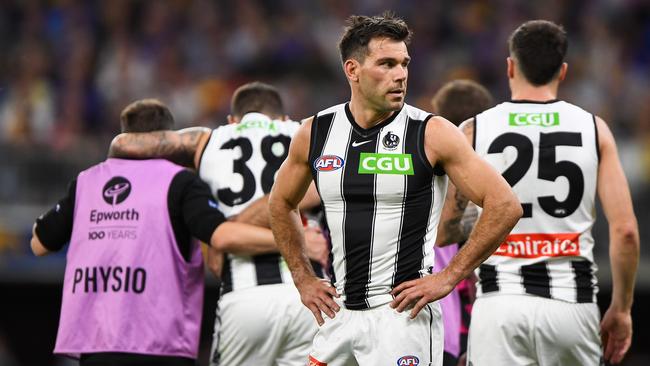 Levi Greenwood is another addition to the Collingwood injury list. Picture: Daniel Carson/AFL Photos/Getty Images