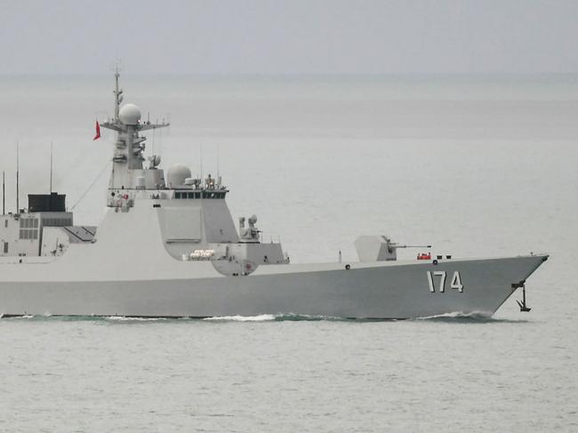 A handout photo taken on February 18, 2022 and received on February 20, 2022 shows a Chinese  PLA-N Luyang-class guided missile destroyer leaving the Torres Strait and entering the Coral Sea after the Australian Defence Force confirm that on 17 February 2022, a Royal Australian Air Force (RAAF) P-8A Poseidon detected a laser illuminating the aircraft from a Peopleâs Liberation Army â Navy (PLA-N) vessel. (Photo by Handout / Australian Defence Force / AFP) / ----EDITORS NOTE ----RESTRICTED TO EDITORIAL USE MANDATORY CREDIT " AFP PHOTO / AUSTRALIAN DEFENCE FORCE" NO MARKETING NO ADVERTISING CAMPAIGNS - DISTRIBUTED AS A SERVICE TO CLIENTS