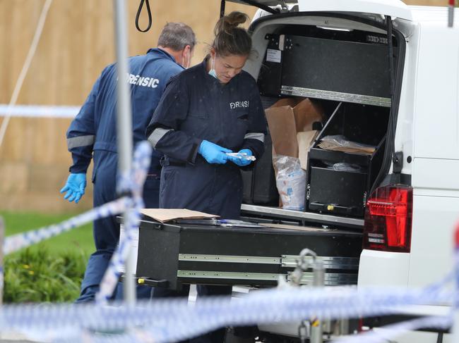 Police at the scene of a fatal shooting in Donnybrook in January 2024. Picture: David Crosling