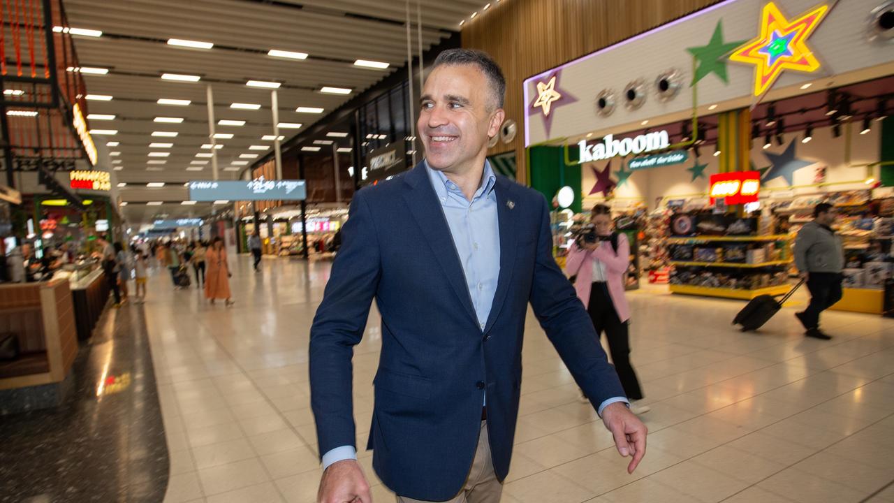 Premier Peter Malinauskas at Adelaide Airport on Thursday morning. Picture: Brett Hartwig