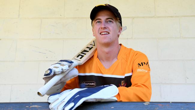 Teenage Kensington wicketkeeper Tom van der Jeugd. He is about to play in a SACA first-grade grand final in just his third senior match. Picture: Tricia Watkinson