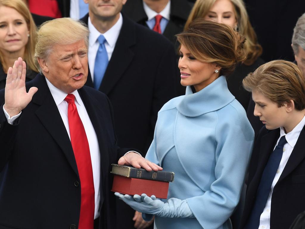 Then US President-elect Donald Trump is sworn in as President at the US Capitol in Washington, DC. Picture: AFP