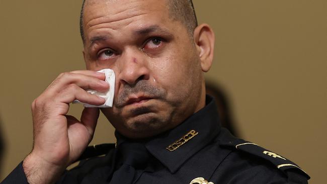 US Capitol Police officer Sgt. Aquilino Gonell during the Select Committee investigation of the January 6 attack on the US Capitol. Picture: AFP