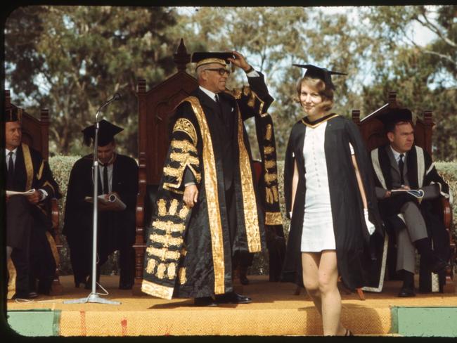 Universities have changed a lot over time, pictured is a graduation ceremony from UNE in the 1960s.