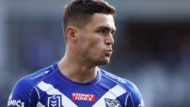 SYDNEY, AUSTRALIA - JULY 24: Kyle Flanagan of the Bulldogs looks on during the round 19 NRL match between the Canterbury Bulldogs and the Gold Coast Titans at CommBank Stadium, on July 24, 2022, in Sydney, Australia. (Photo by Matt King/Getty Images)