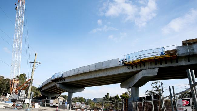 The access road bridge estimated to be worth $50 million, under construction last year. (AAP Image/Sue Graham)