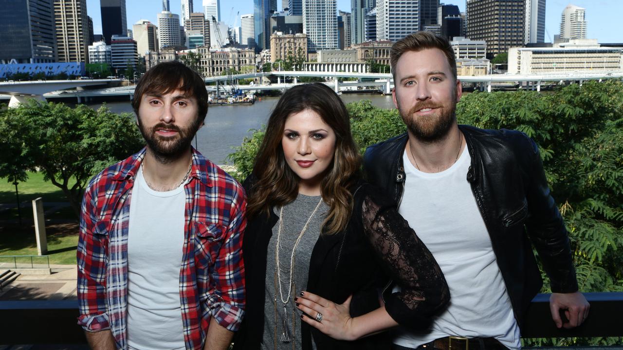 Lady Antebellum’s Dave Haywood, Hillary Scott and Charles Kelley. Picture: Darren England