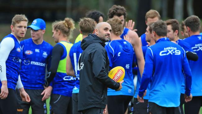 Rhyce Shaw will coach the Roos in his first senior AFL game this weekend. Picture: Mark Stewart