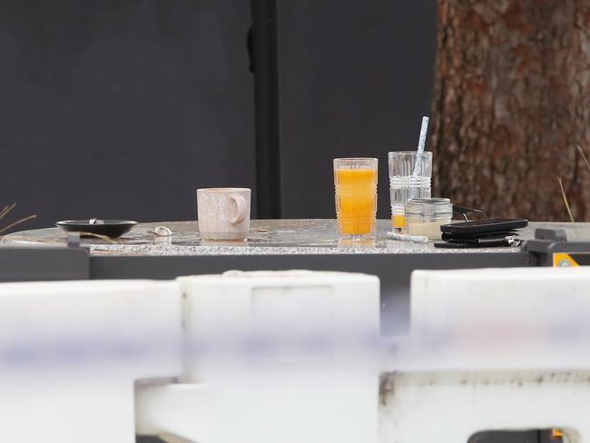 Preston’s coffee and personal items remain on the table where he died. Picture: David Crosling