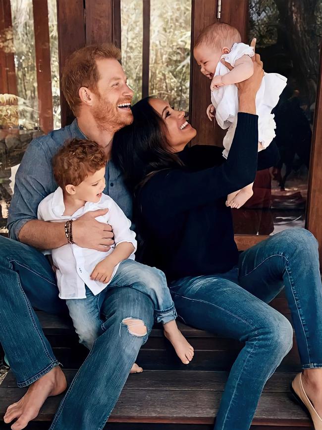 The Sussexes with their son and daughter, who are rarely photographed, in 2021.