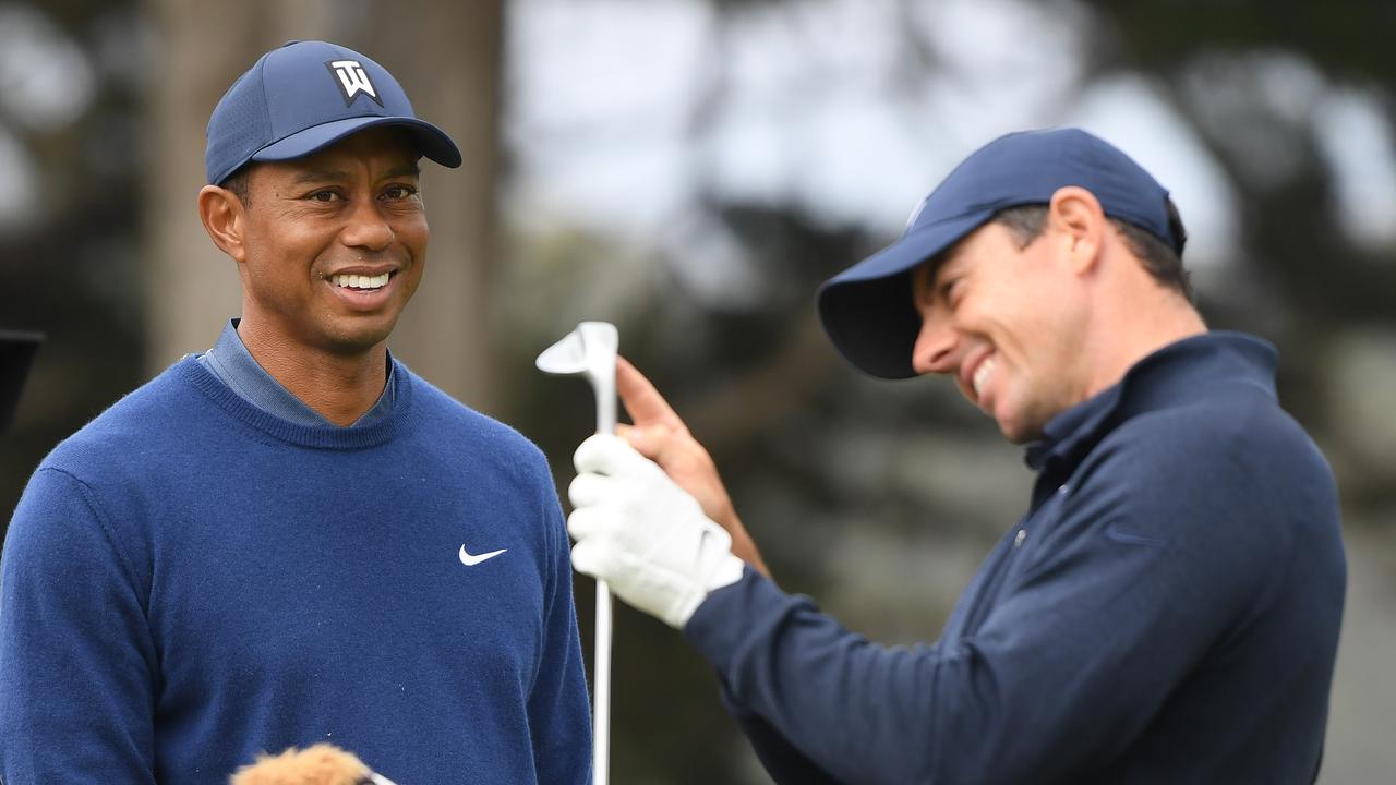 (L-R) Tiger Woods and Rory McIlroy have teamed up to combat LIV golf. Picture: Harry How/Getty Images