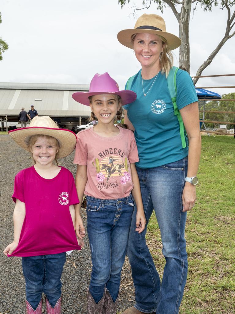 Keale, Mia and Lisa Kajewski at the Toowoomba Royal Show. Saturday, March 26, 2022. Picture: Nev Madsen.