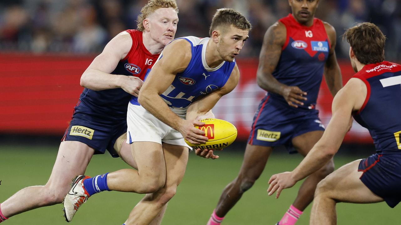 Will Phillips held Clayton Oliver to just 14 disposals and ran out the game strongly with an equal-high four clearances in the final term. Picture: Michael Klein