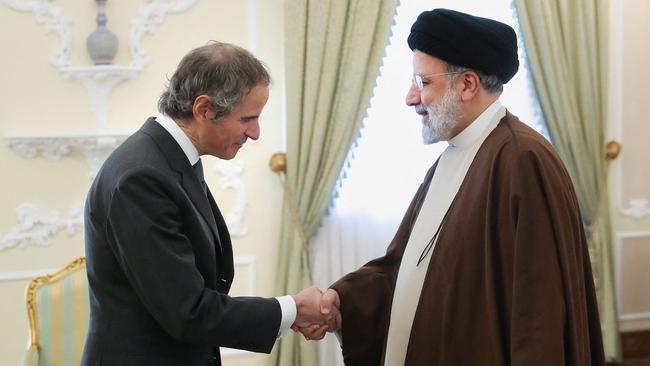 Rafael Grossi meets President Ebrahim Raisi in Tehran on Saturday. Picture: AFP