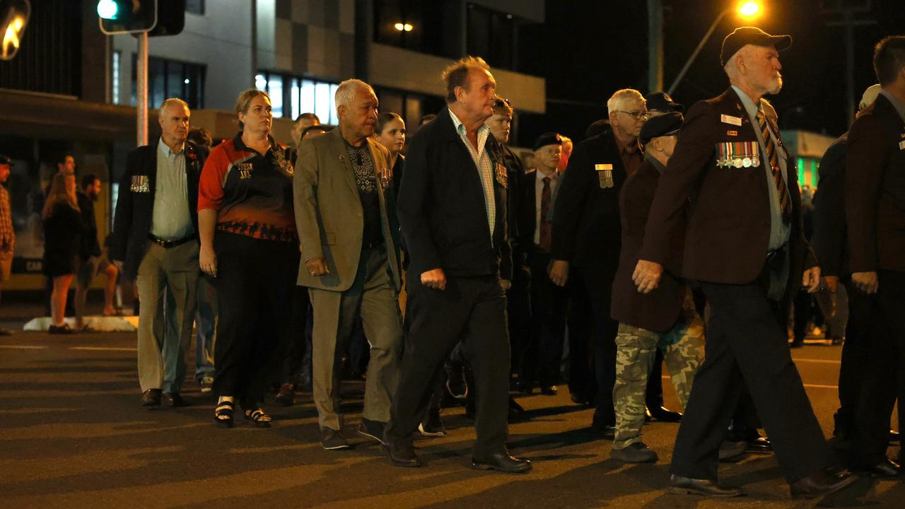 Hundreds of people joined veterans old and young at the Mackay Dawn Service march, Mackay Anzac Day 2025. Pictures: Mackay Regional Council.