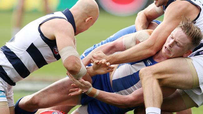 Geelong and North Melbourne will square off behind closed doors at GMBHA Stadium. Pic: Michael Klein