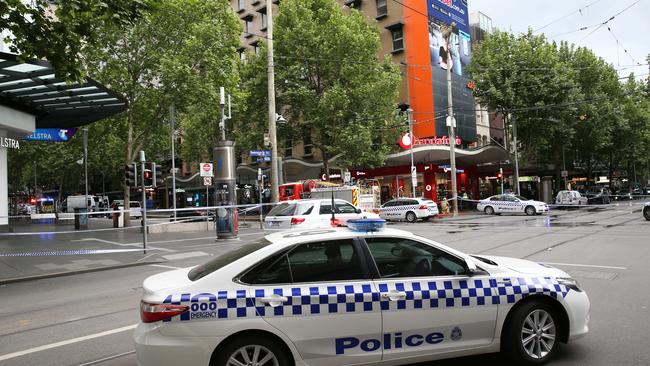 A deserted Melbourne CBD after the incident. Picture: Ian Currie