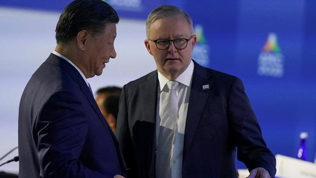 China's President Xi Jinping talks with Australia's Prime Minister Anthony Albanese in San Francisco last year. Picture: Reuters