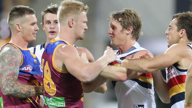 Nick Robertson tries to ruffle Rory Sloane’s feathers.