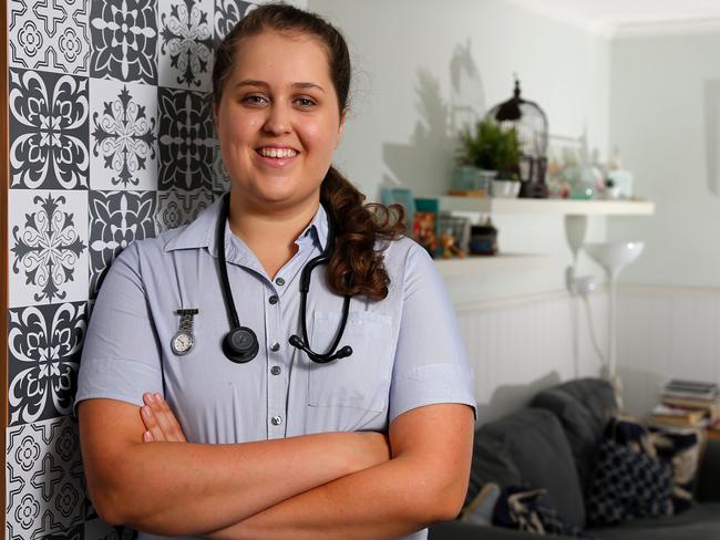 Thanks A Million = Courtney Irvine was a brand new registered nurse when COVID-19 hit and was re-deployed to work in nursing homes during the pandemic, Everton Hills Friday 18th December 2020 Picture David Clark