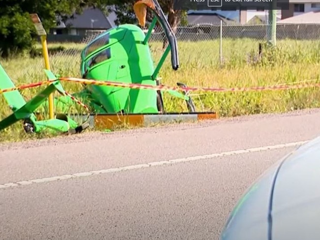 The helicopter was due to land in the carpark of a resort before it crashed across the road. Picture: 7 NEWS