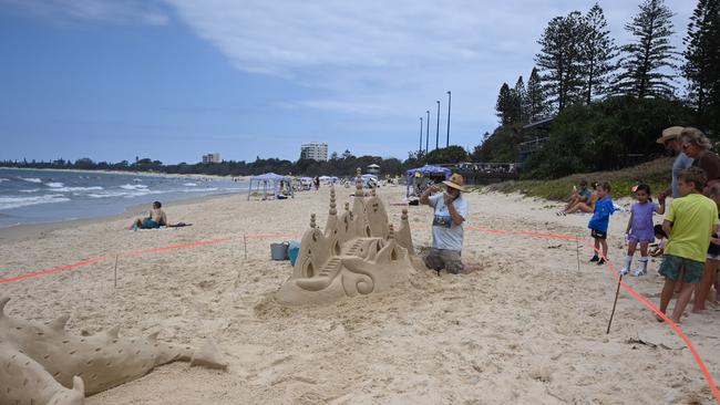 The sand sculptures were a popular attraction at the Mooloolaba Foreshore Festival. Picture: Tegan Annett