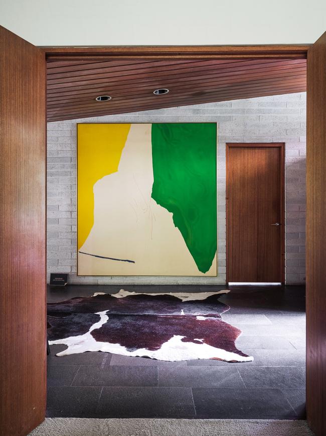 Painting by Helen Frankenthaler, <i>Hillside</i> (1971), in the entry foyer. Picture: Dave Wheeler