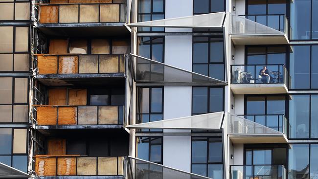 Lacrosse Tower in Docklands, after a blaze swept through it in 2014. Picture: Aaron Francis