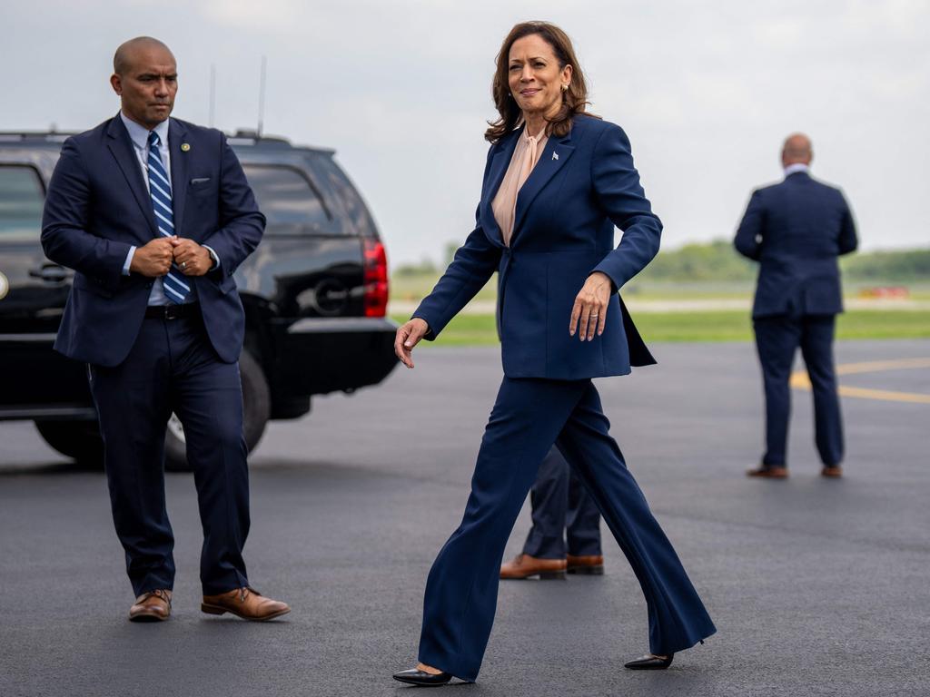 Vice President Kamala Harris arrives at Philadelphia International Airport. Picture: Getty Images